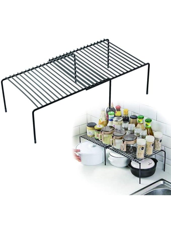 MunKan extendable Spice rack shelf, Under Sink Shelf Storage Rack, for Kitchen Countertop Organizer Shelf, Cabinet Shelf Organizers Storage Rack Space Riser, Pantry Cupboard Shelf - Image 1